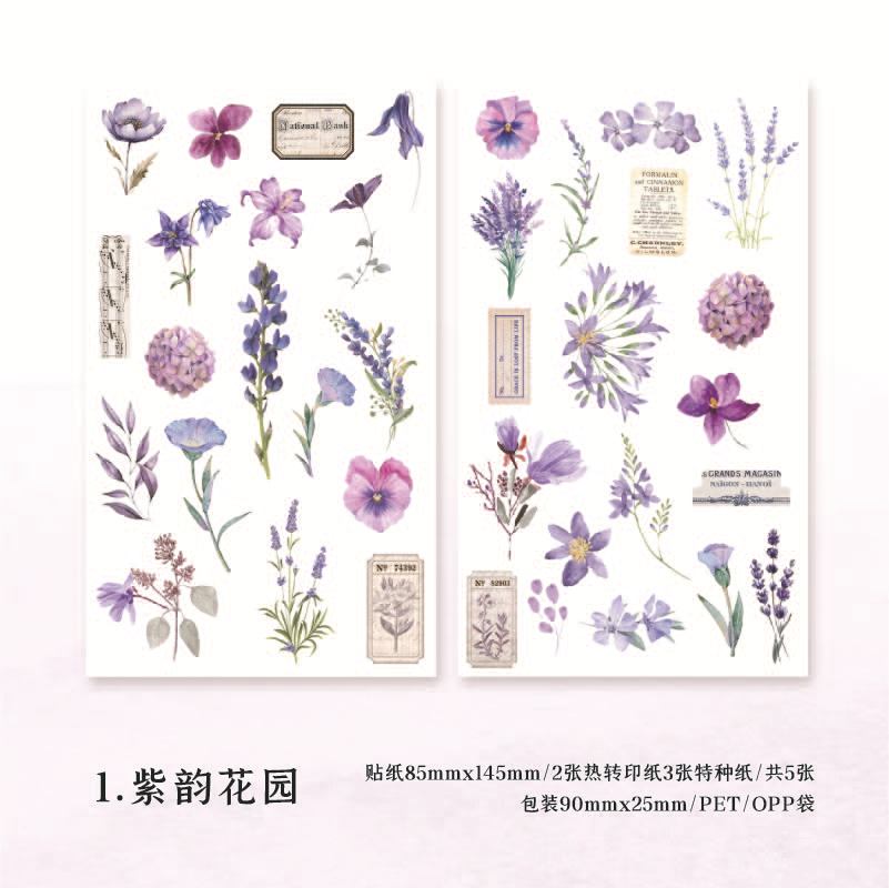 5 Sheets Flowers Stickers HQQX