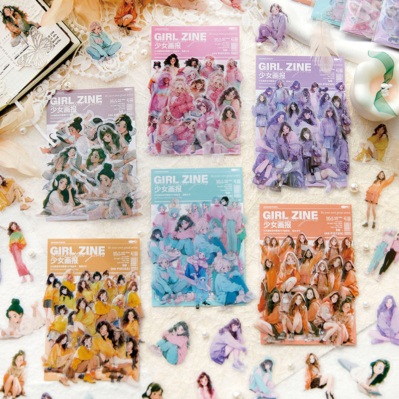 40 Pcs Girl PET Stickers SNHB