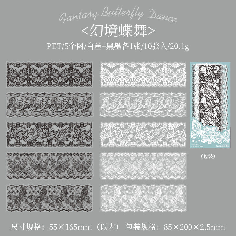10pcs PET Lace Stickers QSHL
