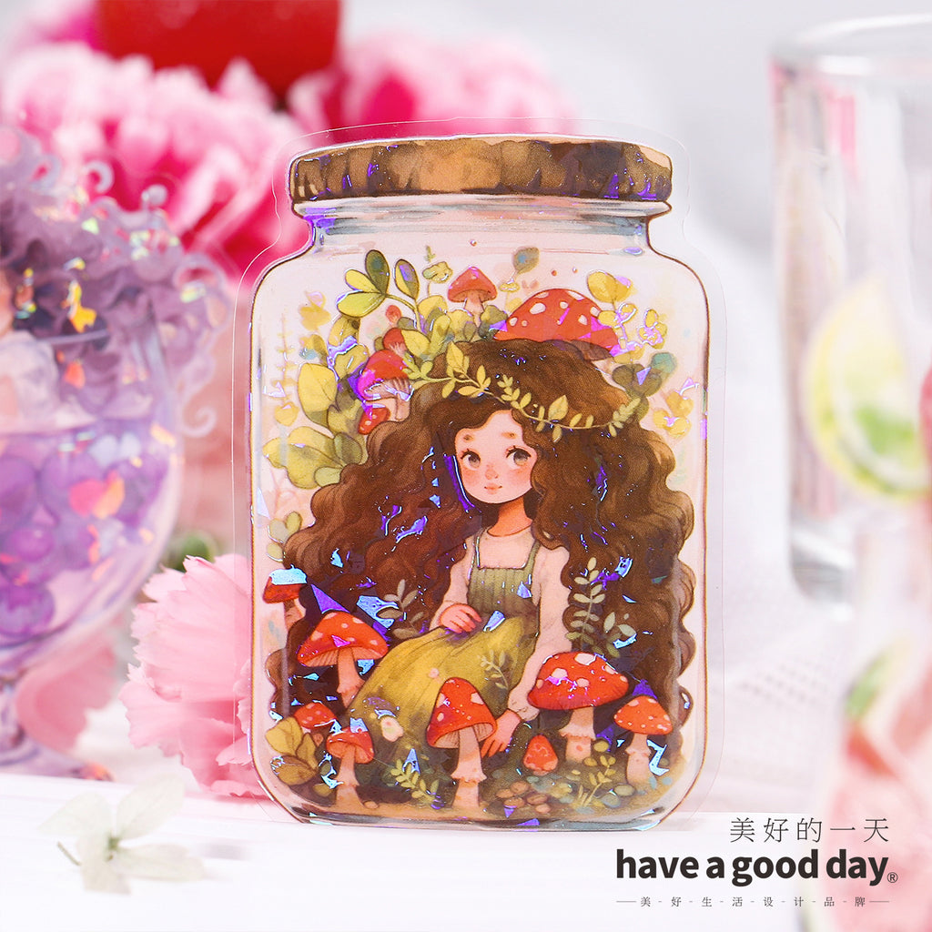 5 Pcs Bottle and Flowers PET Stickers TGSN