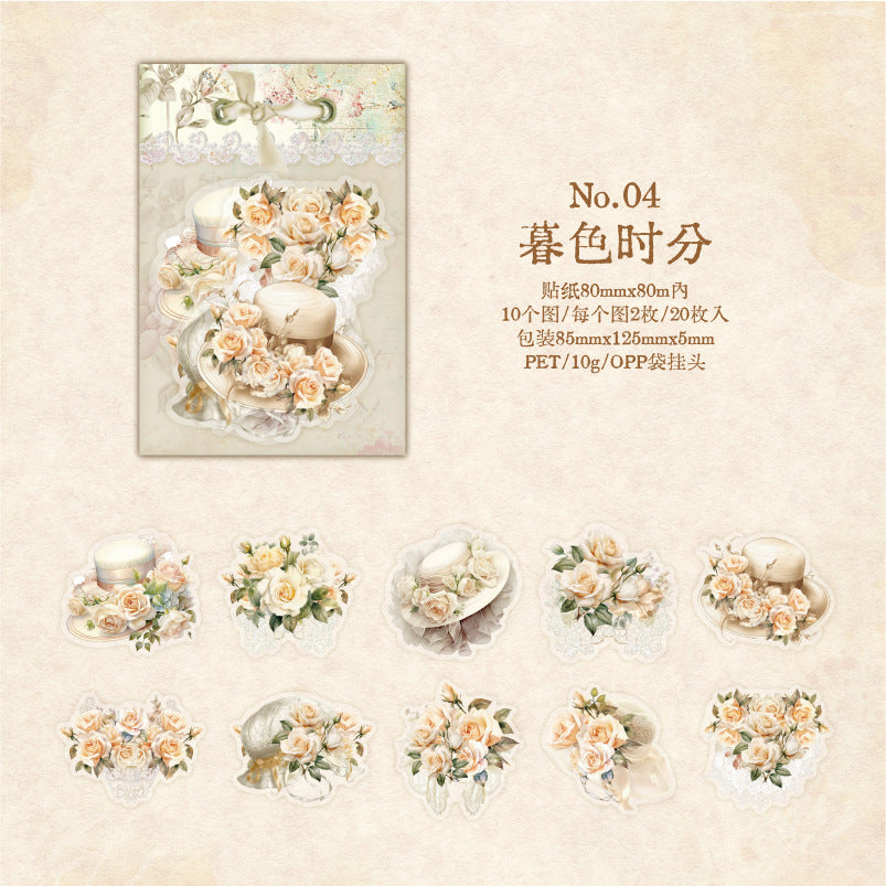 20Pcs Flower PET Stickers HXMMWH