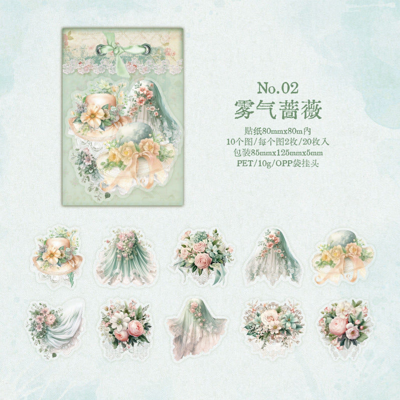 20Pcs Flower PET Stickers HXMMWH
