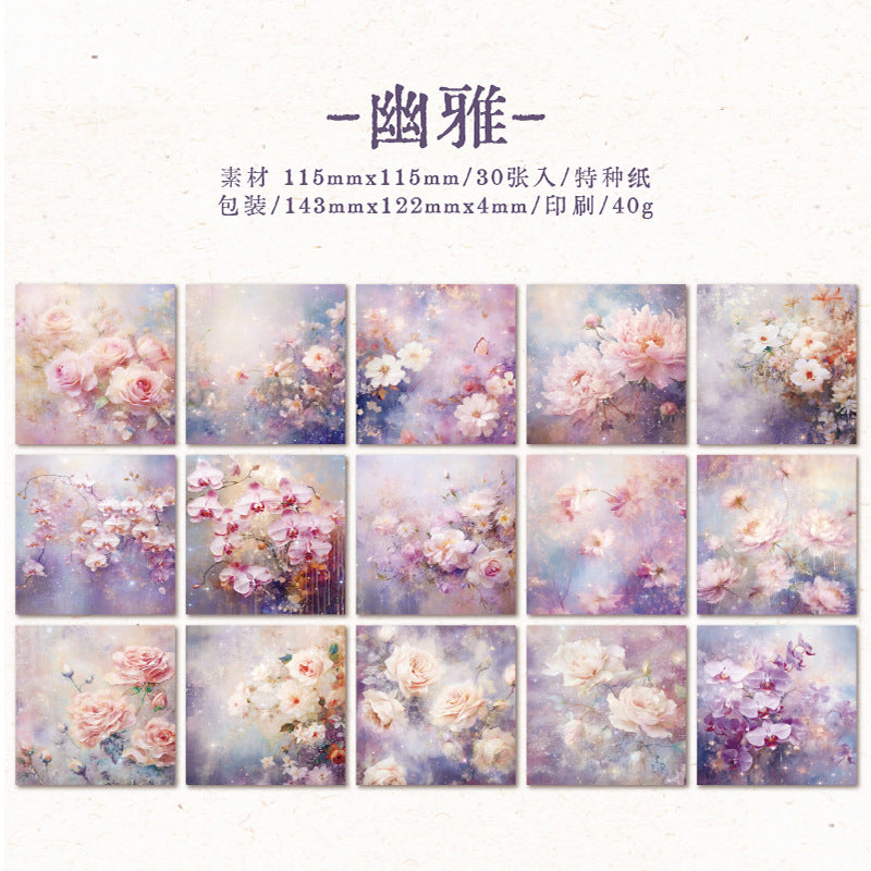 30 Pcs Floral Scrapbook Paper DCHH