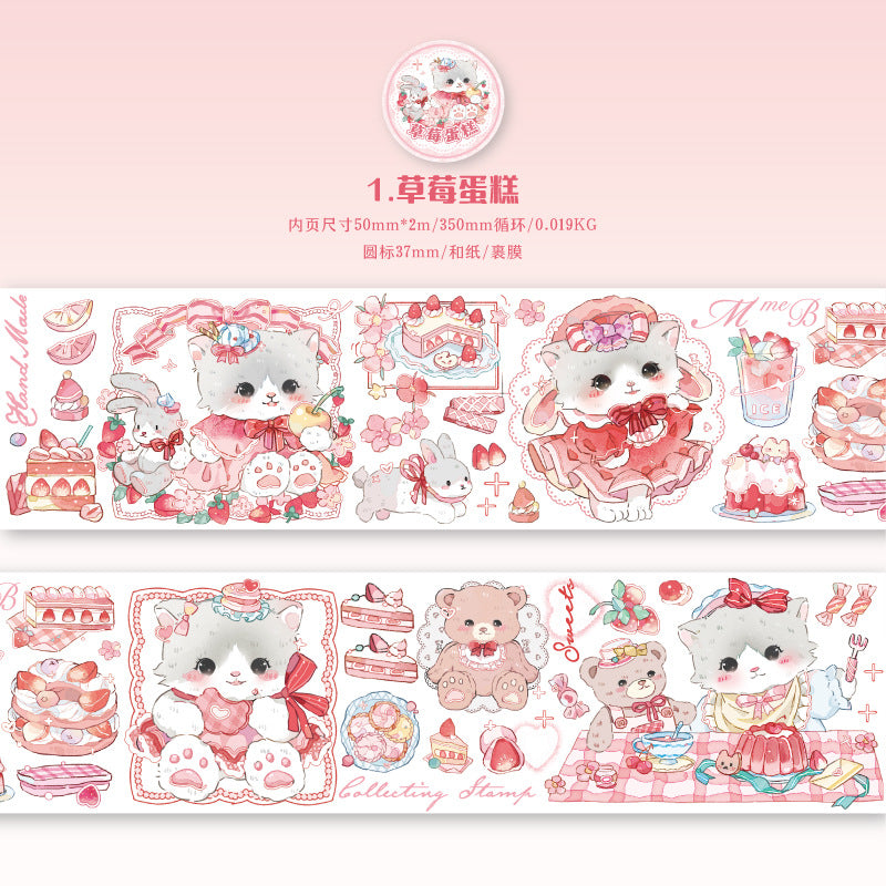 1 Roll Cartoon Cat Washi Tape MMWY