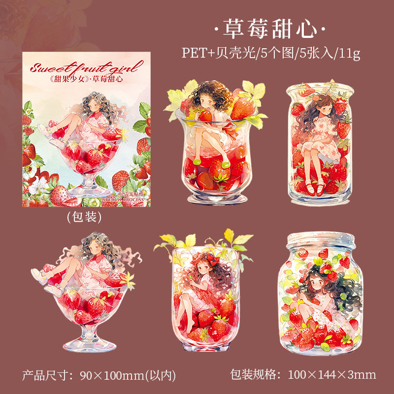 5 Pcs Bottle and Flowers PET Stickers TGSN