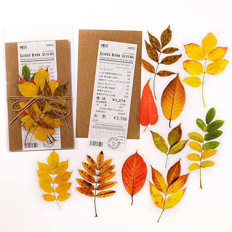 10Pcs PET Leaf Stickers YZQF