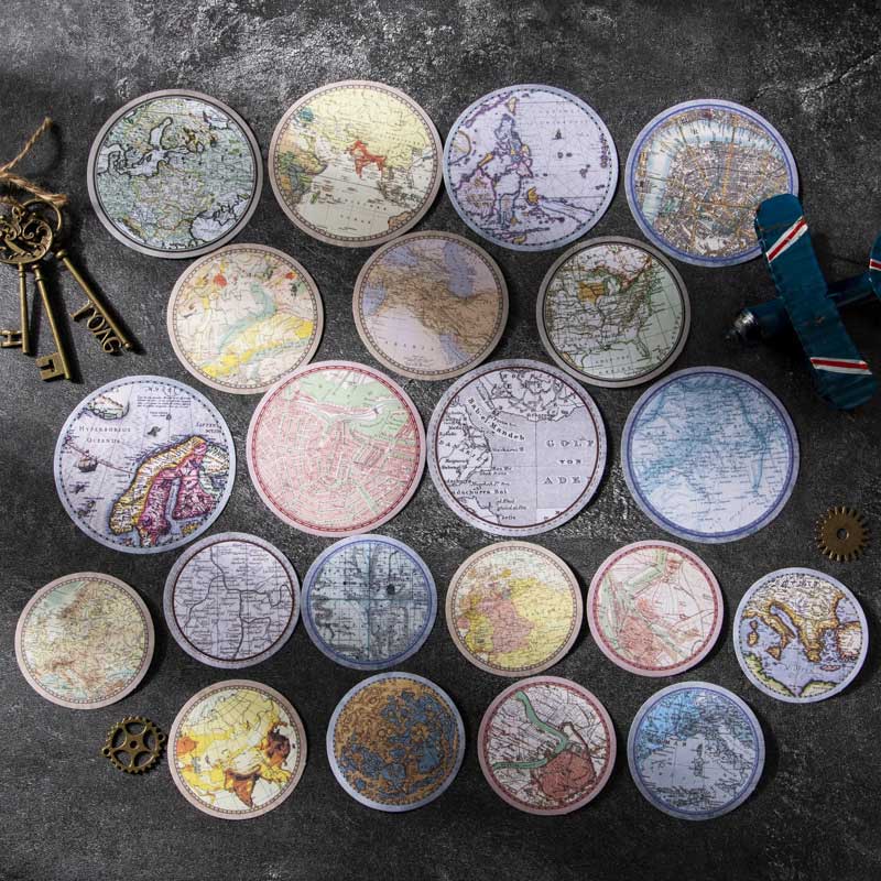 Sihon Map-Style Round Stickers