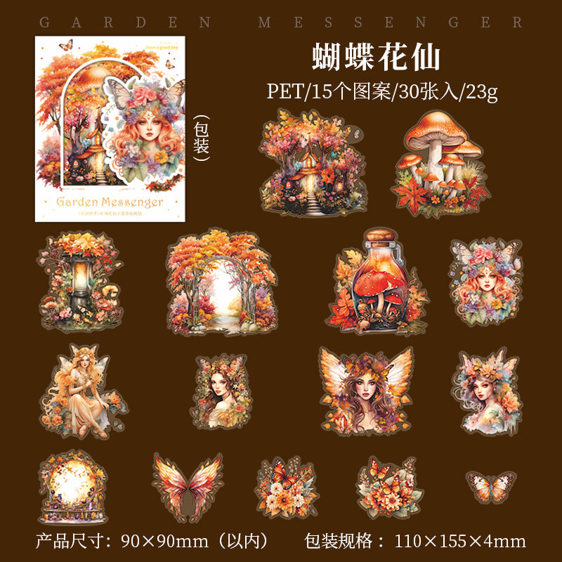 30 Pcs Flowers Fairy PET Stickers HYSZ