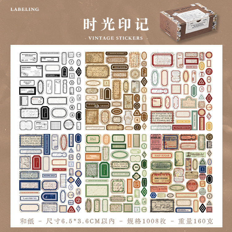 1008pcs Vintage Label Stickers BQHYL