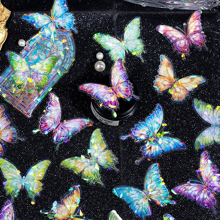 10 Pcs Butterfly and Windows PET Stickers SYSJ
