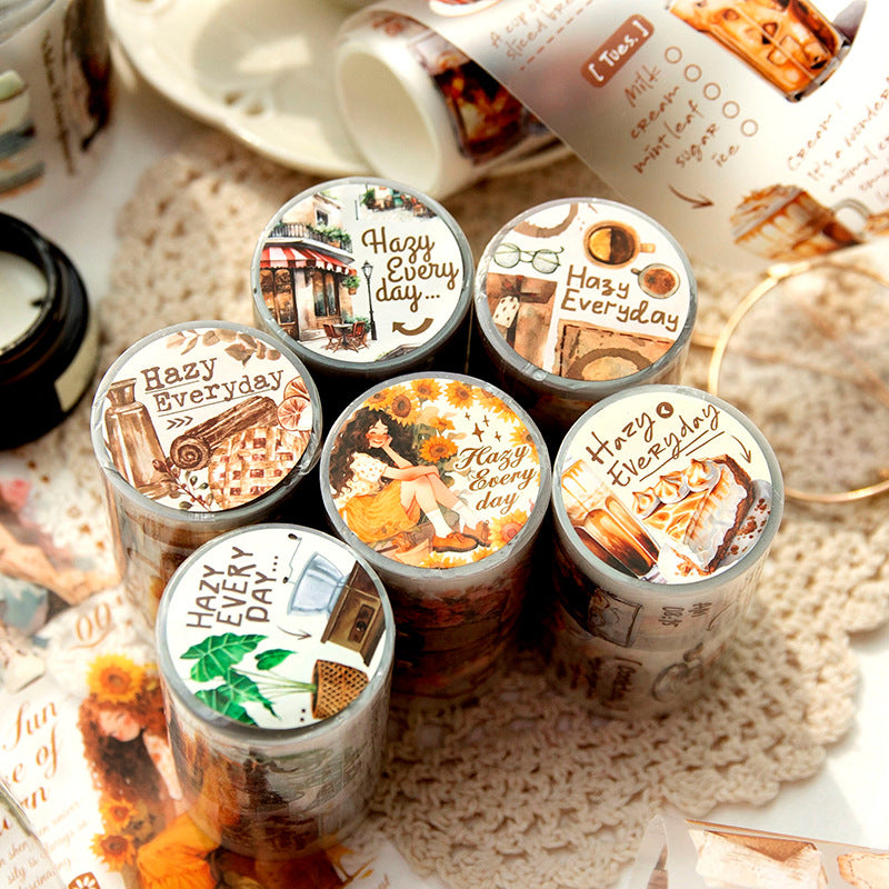 1 Roll Coffee Theme PET Stickers MLRC