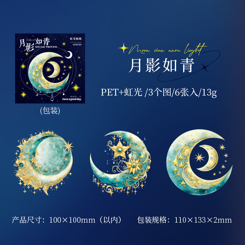 6 Pcs Moon Stickers YMNG