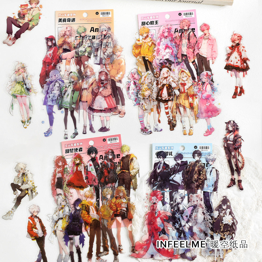 30 Pcs Carton Girl PET Stickers CYYZ