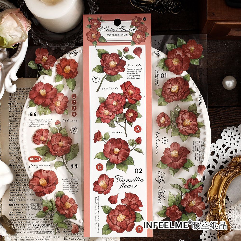 3 Sheets PET Flower Stickers HDXQ