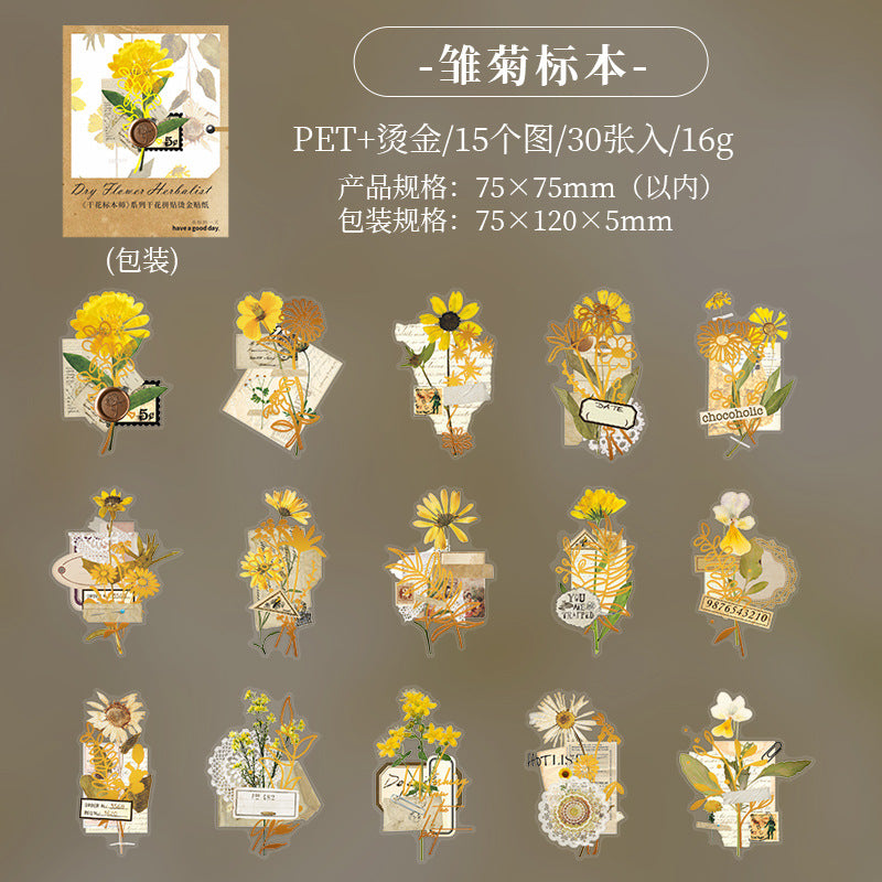 30pcs PET Flower Stickers GHBBS