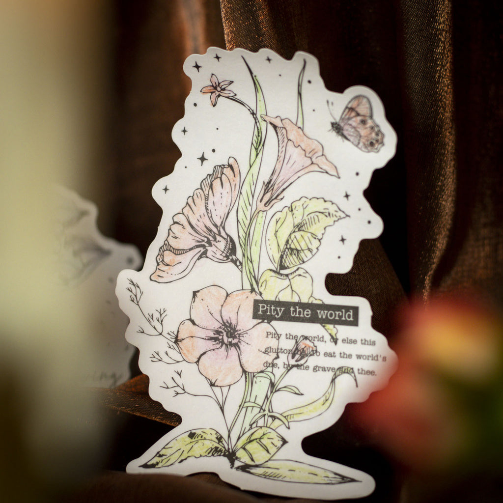 50 Pcs Black and White Flower Stickers YZHH