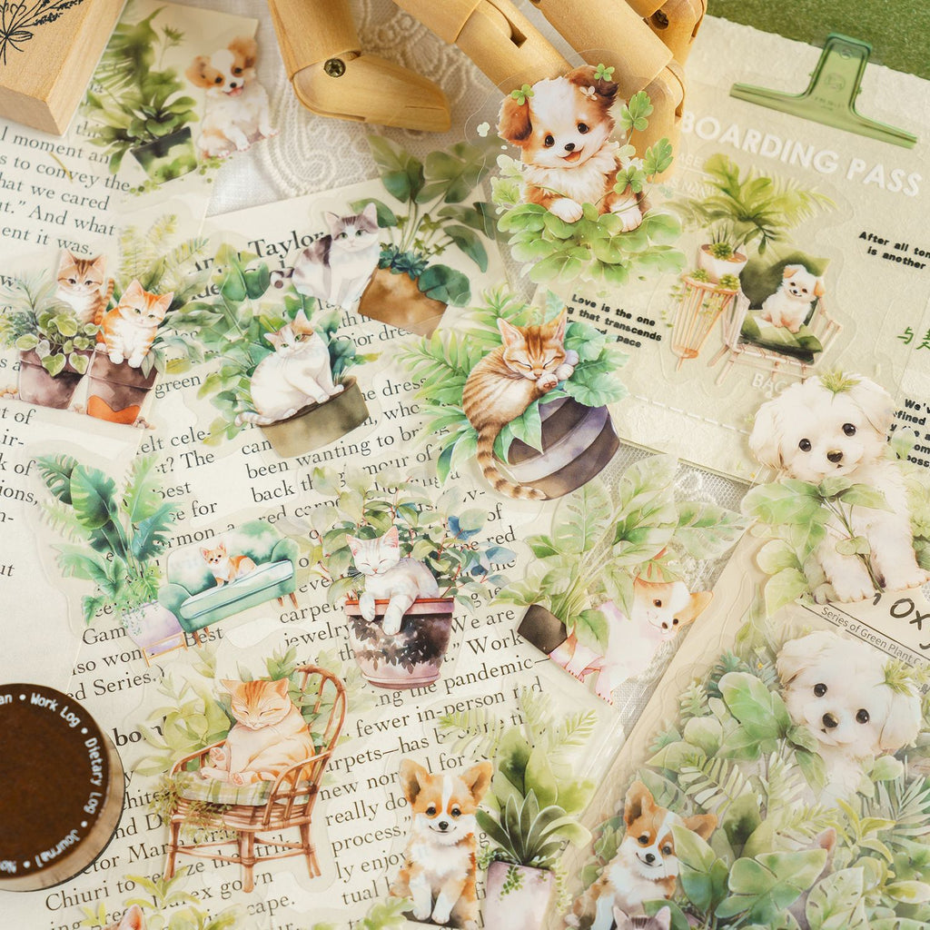 30pcs PET Green Plant Stickers LZSCS