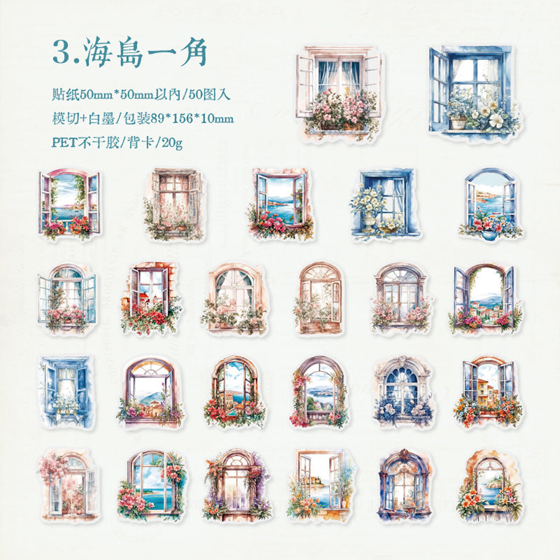50 Pcs Window PET Stickers PHJGNCQ