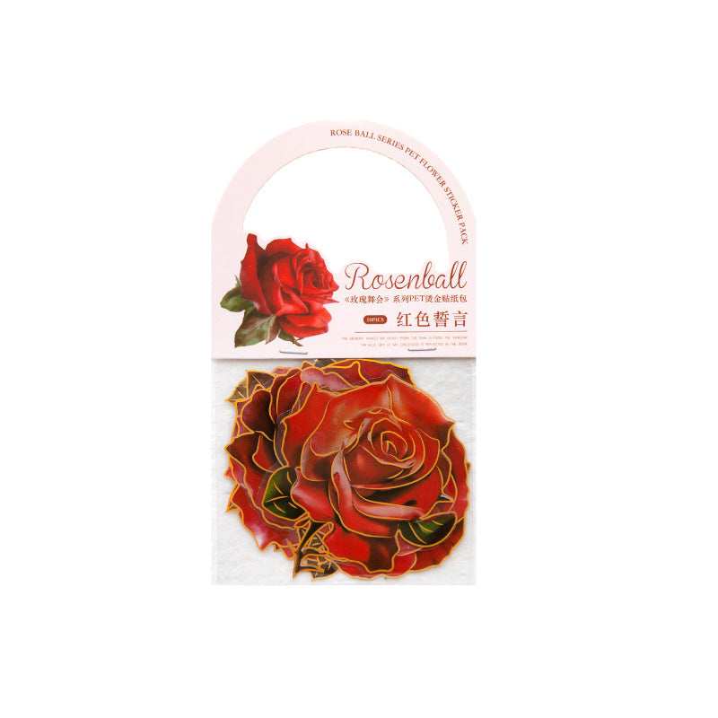 10pcs PET Rose Stickers MGWH