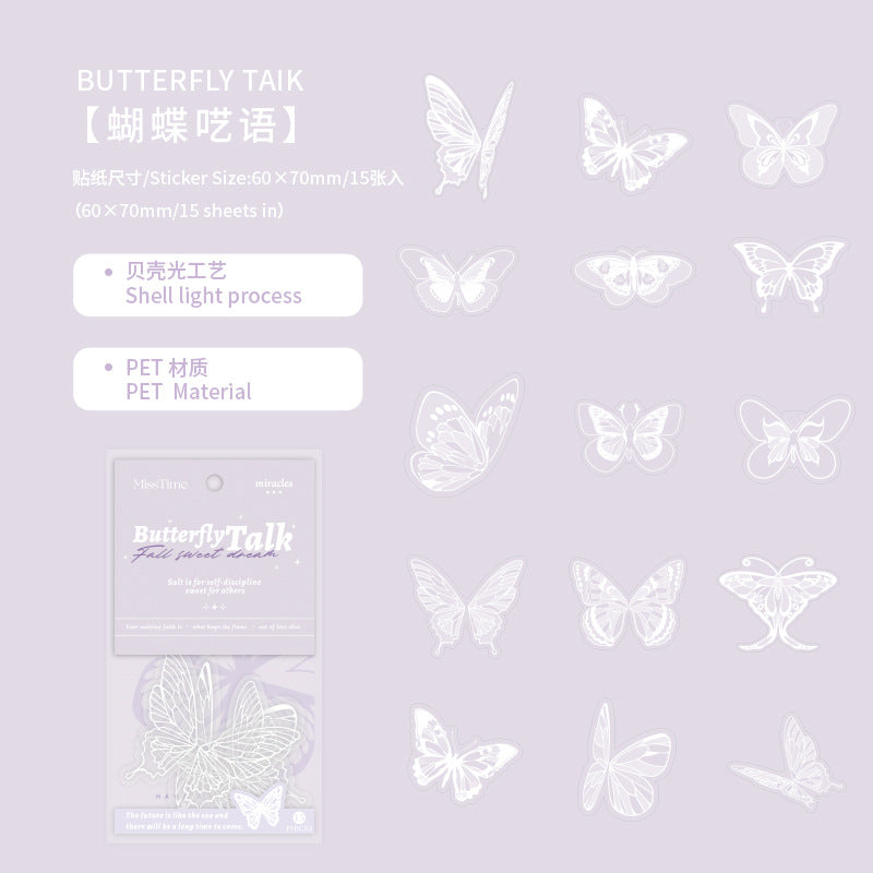 10pcs White Ink PET Stickers MGMY