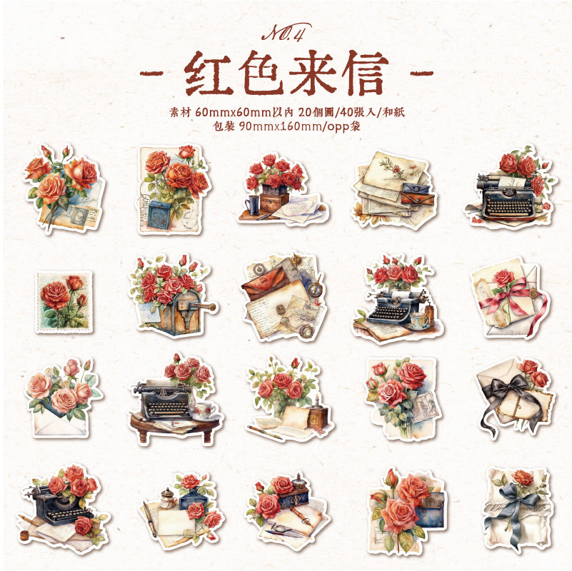 40Pcs Vintage Washi Stickers DRXY