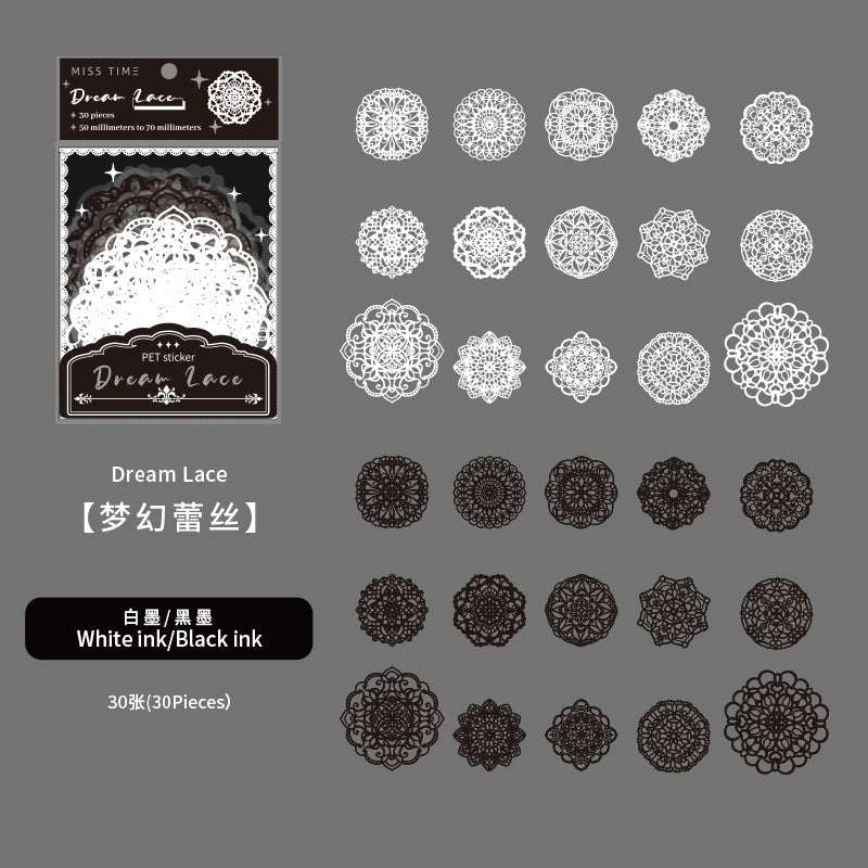 30pcs Lace PET Stickers LMYH