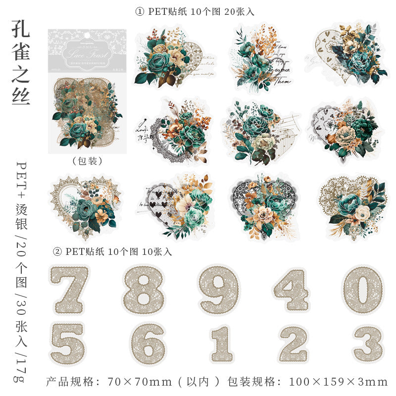 30pcs PET Flower Stickers LSSY