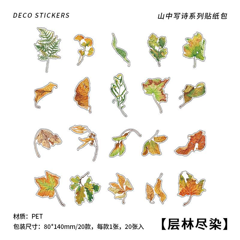 20 Pcs Nature PET Stickers SZXS