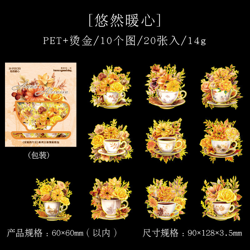 20pcs PET Flowers Stickers ANWH