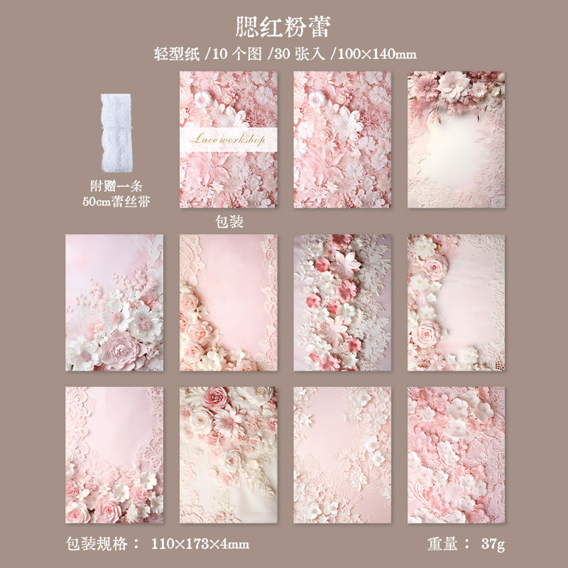 30 Pcs Floral Scrapbook Paper LMGF
