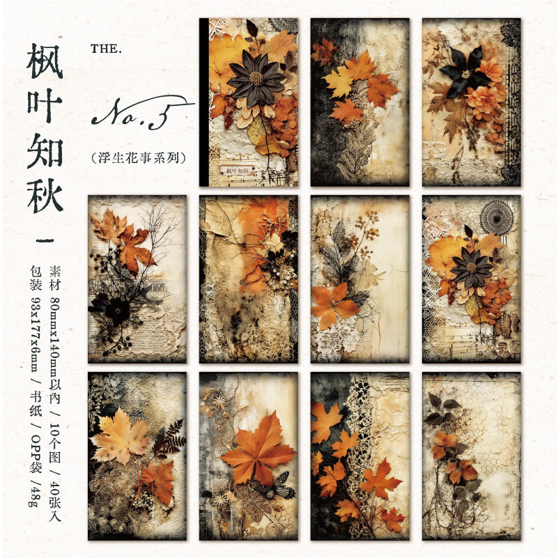 40pcs Vintage Flower Scrapbook Paper FSHS