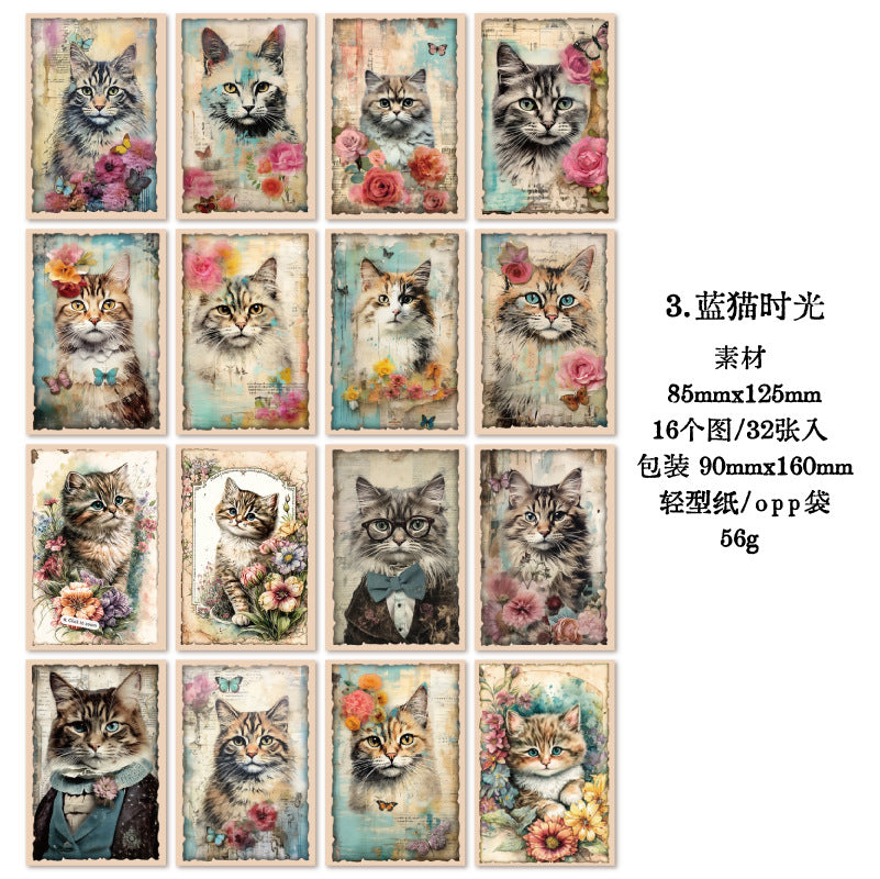 32 sheets Cat Theme Scrapbook Paper YHYMYSJ