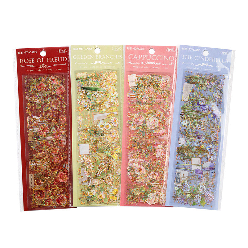 3 Pcs Flowers PET Stickers YDHY