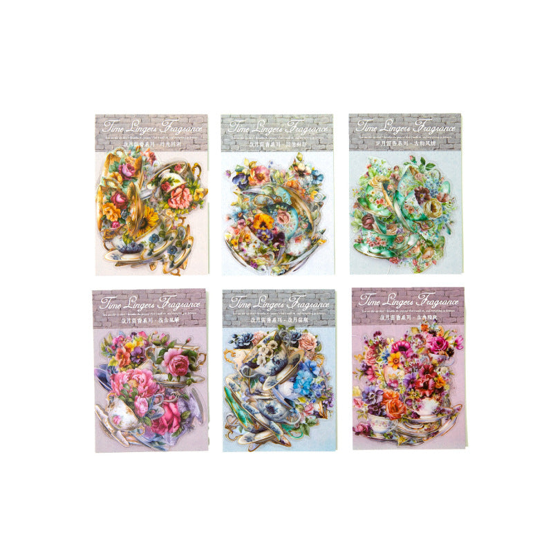 24 Pcs Flowrs and Mug PET Stickers SYLX