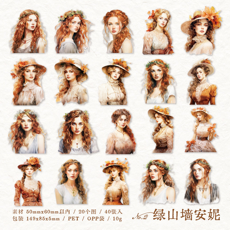 40 Pcs PET Ladies Stickers WFMM