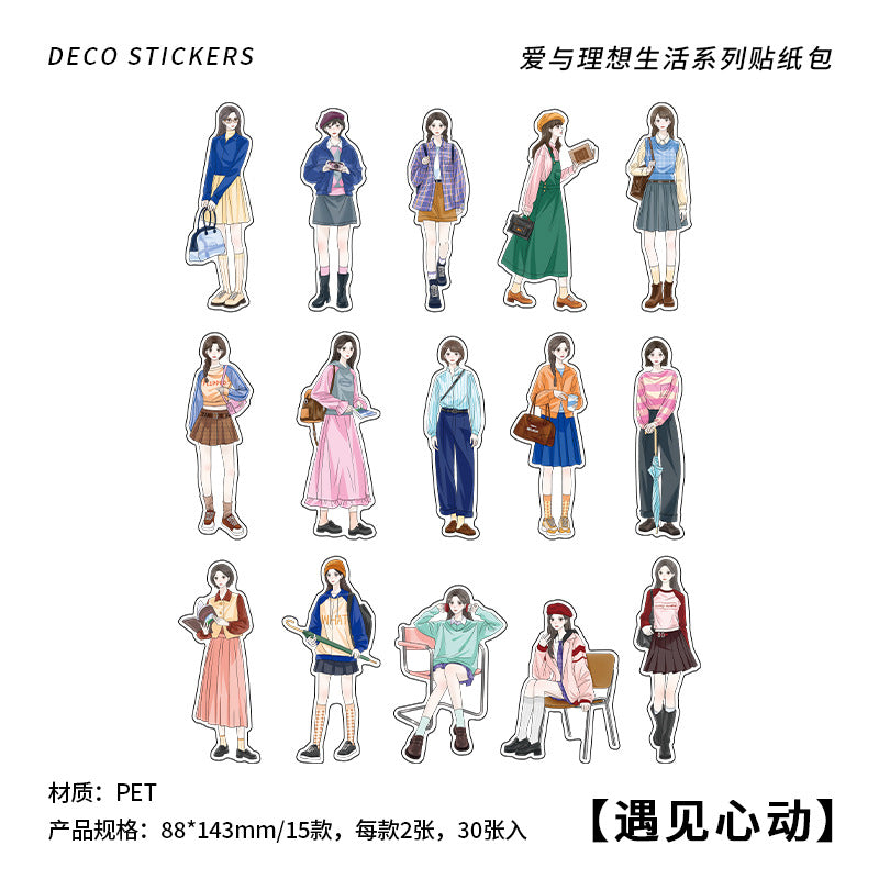 30pcs PET Girl Stickers AYLXSH