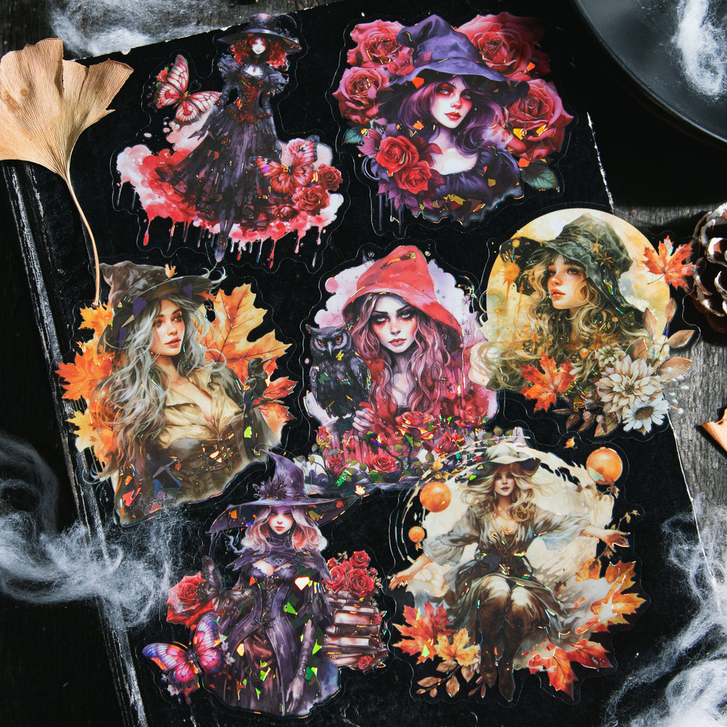 5 Pcs Witch PET Stickers MFNW