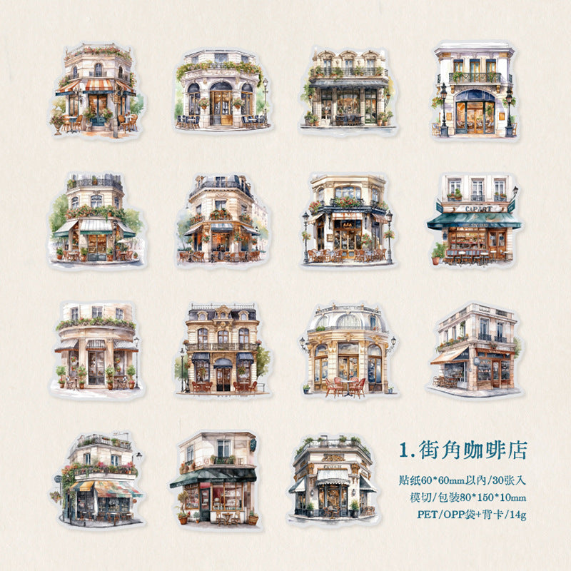 30pcs Coffee PET Stickers KFRJ