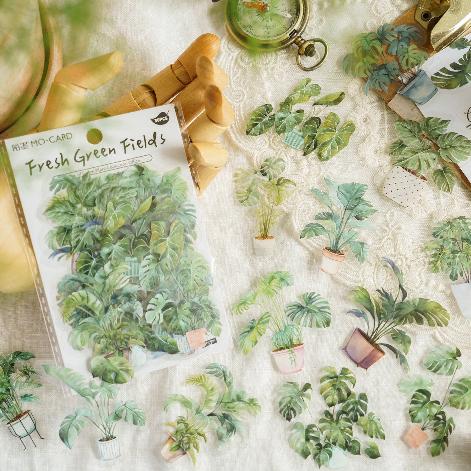 30pcs PET Green Plant Stickers LZSCS