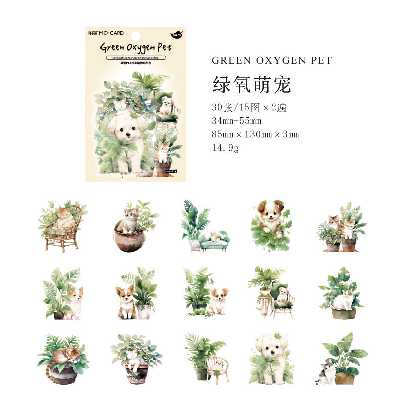 30pcs PET Green Plant Stickers LZSCS
