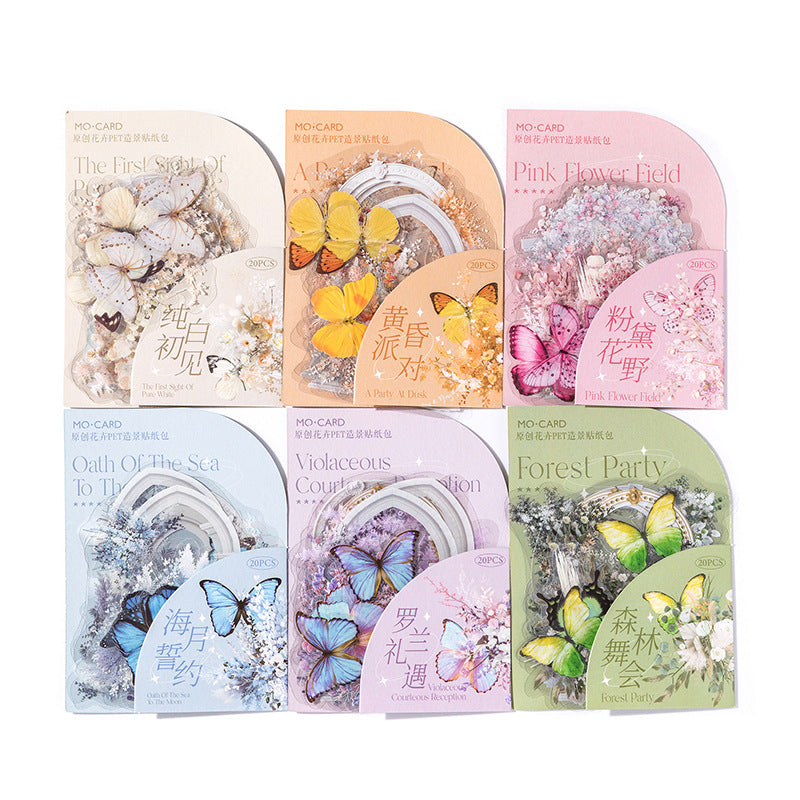 20pcs PET Flower Stickers RMTK