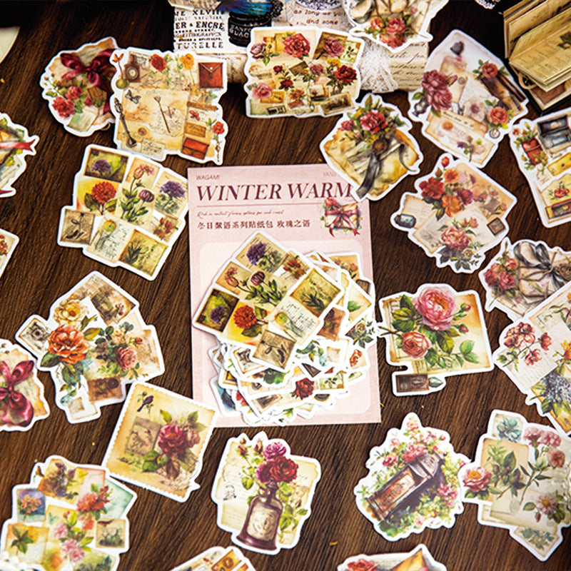 40Pcs Vintage Washi Stickers DRXY