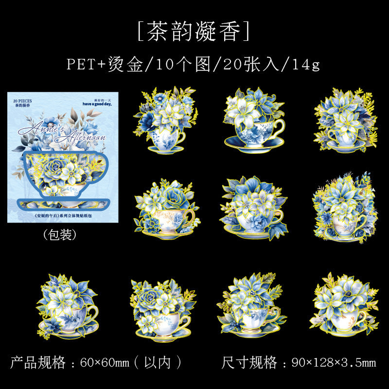 20pcs PET Flowers Stickers ANWH