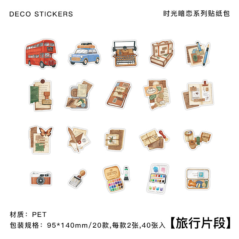 40pcs PET Collage Stickers SGAN