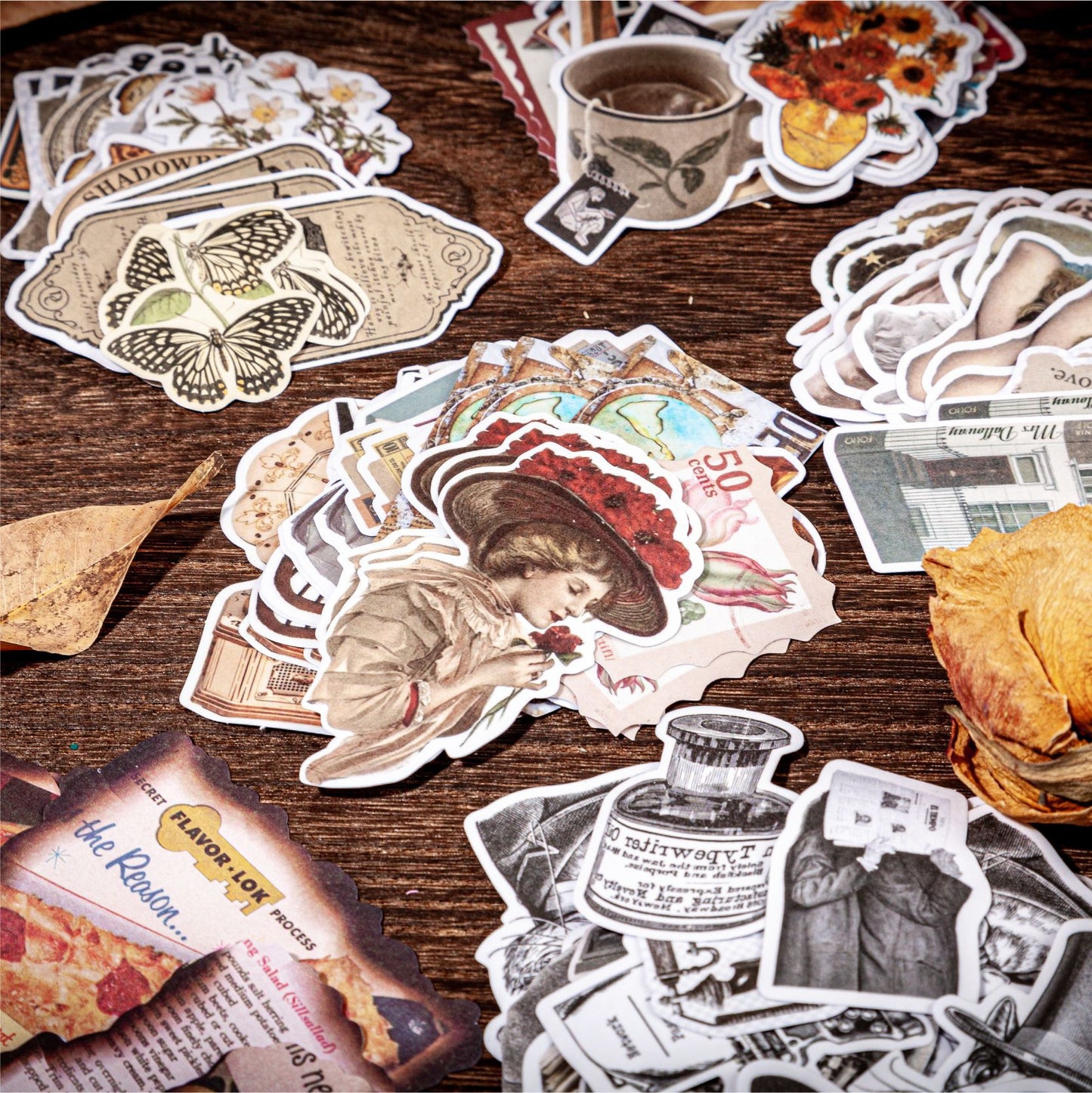 51 Pcs Vintage Junk Journal Stickers GYSY