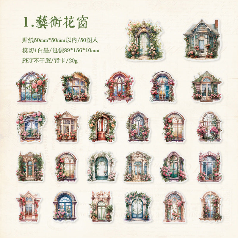 50 Pcs Window PET Stickers PHJGNCQ