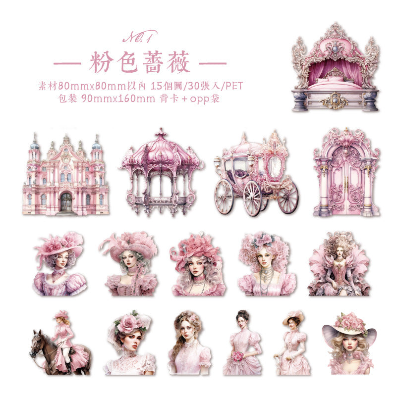 30 Pcs Castle Lady PET Stickers GBGZ