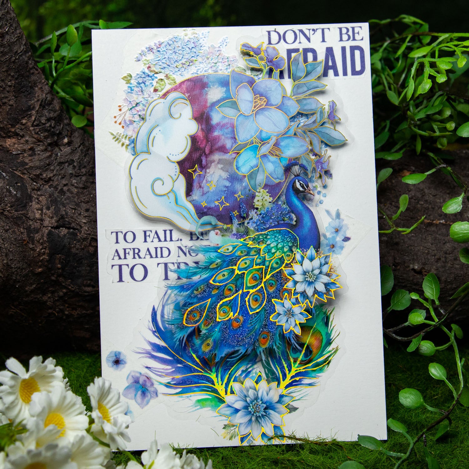 10pcs PET Peacock Stickers KQNF