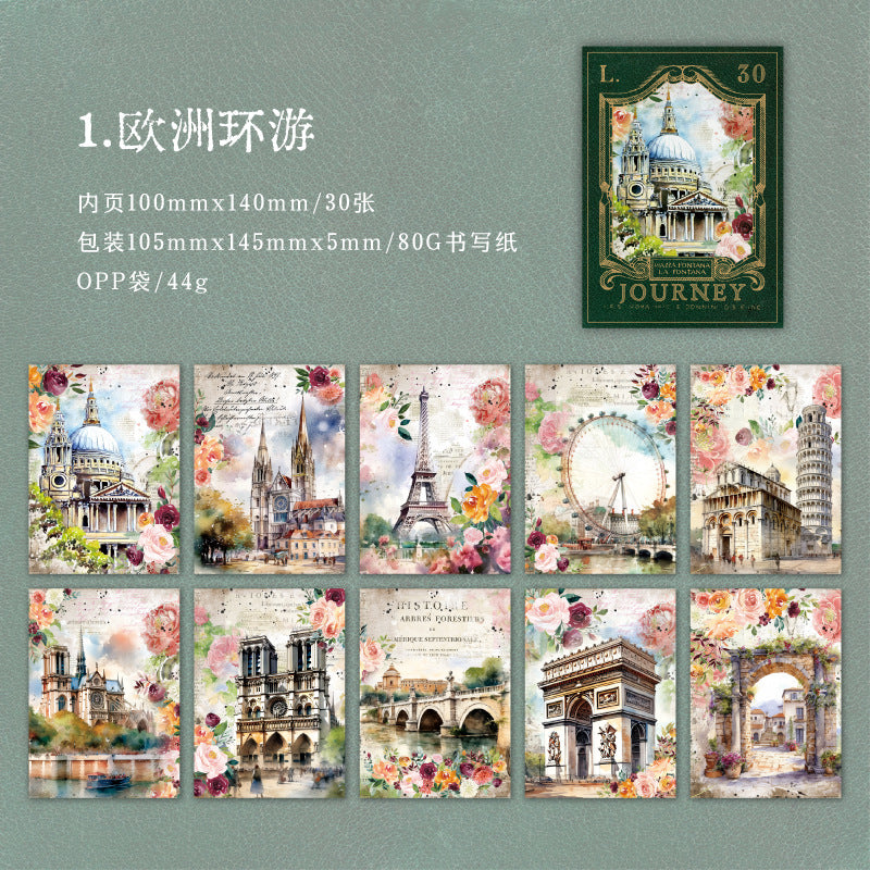 30PCS Vintage Scrapbook Paper TZWF