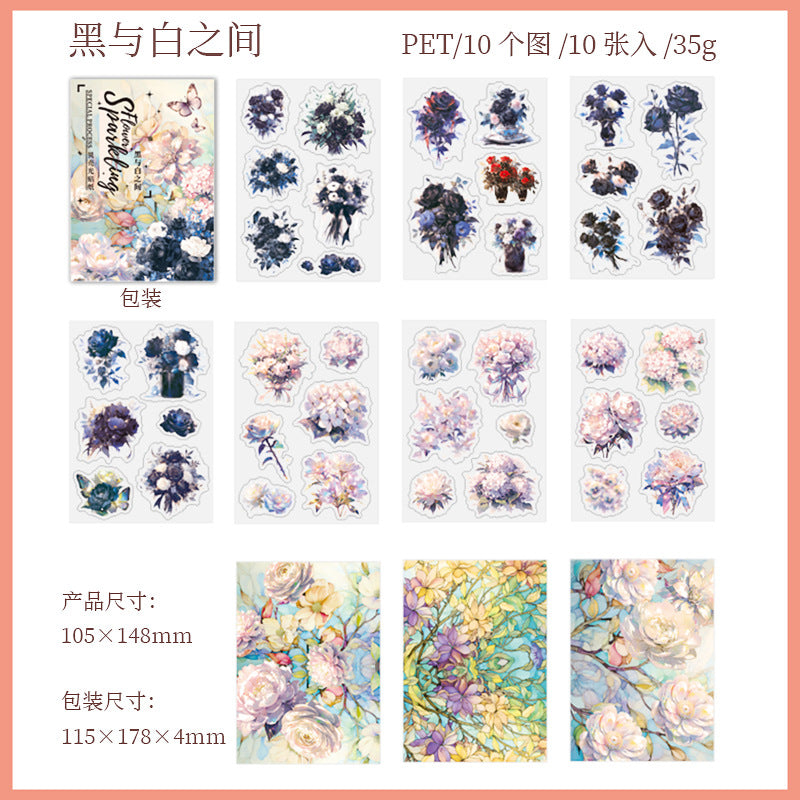 10 Pcs Butterfly and Flowers PET Stickers SYLX